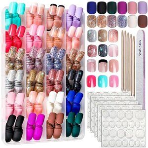 New in case 24 colors / 576 piece press on nails